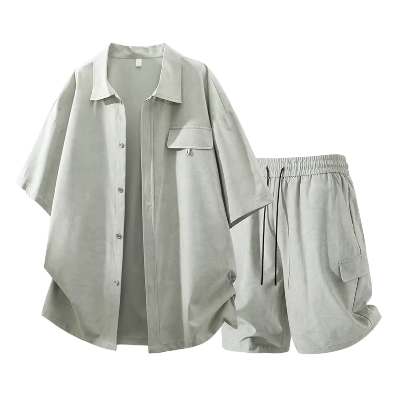 CHINEE-Custom-Logo-OEM-Short-Sleeve-Shirt-Set-Mens-2-Piece-Summer-Casual-Square-Collar-Open-Front-Shirt-Mens-Short-Sleeve-Shirt-Set-3