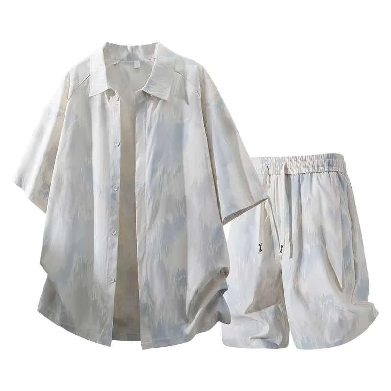 CHINEE-Custom-Logo-OEM-Short-Sleeve-Shirt-Set-Mens-2-Piece-Summer-Casual-Square-Collar-Open-Front-Shirt-Mens-Short-Sleeve-Shirt-Set-4