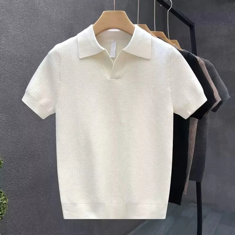CHINEE-Custom-Logo-Private-Label-Summer-Cotton-Golf-Knitted-T-shirt-Jacquard-Solid-Men-Sweater-Polo-Oversized-Short-Sleeve-Pullover