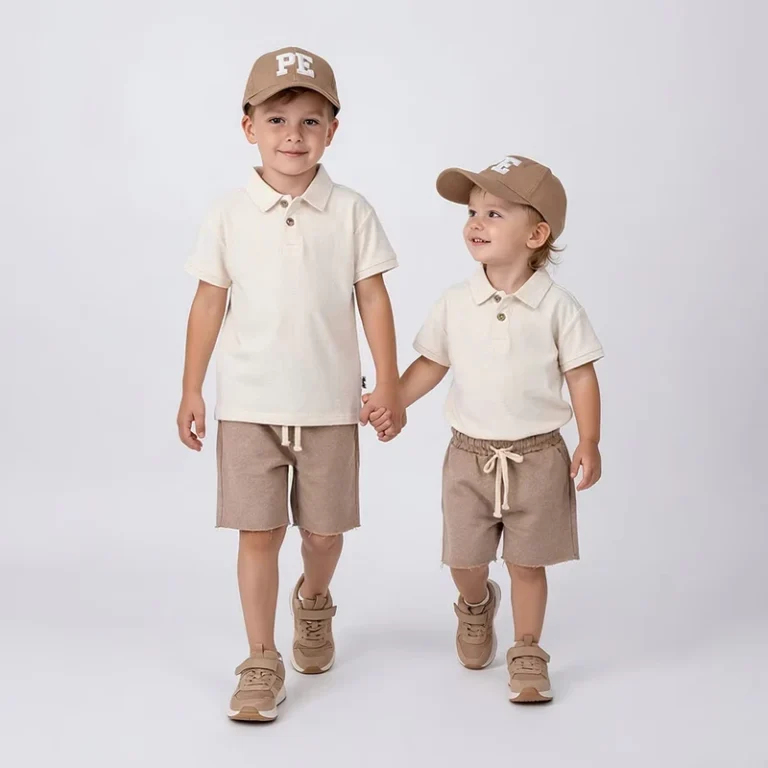 CHINEE-Custom-Logo-Summer-Casual-Bamboo-Unisex-2-Piece-Anti-Wrinkle-Breathable-Quick-Dry-Short-Sleeve-Shirt-Shorts-Clothing-Kids-Baby