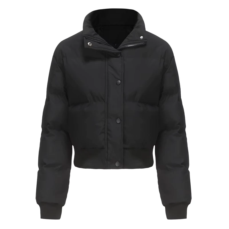 CHINEE-Custom-Logo-Womens-Padded-Bomber-Winter-Jacket-Nylon-Windproof-Breathable-Quilted-Stand-Collar-Short-Cropped-Bulk