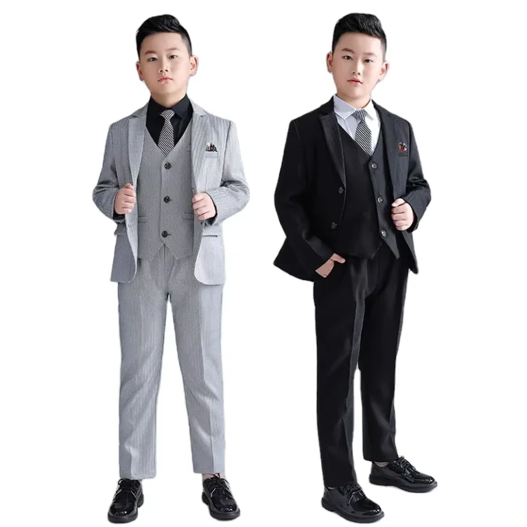 CHINEE-Custom-Made-Boys-Three-Piece-Suit-Sets-Formal-Wear-Kids-Light-Gray-Stripe-Suit