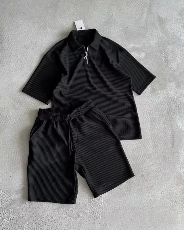 CHINEE-Custom-Men-Summer-Clothes-Sets-Tshirt-and-Shorts-Co-Ord-Set-Men-Casual-Waffle-Polo-Shirt-and-Shorts-2-Piece-Set-Man-1