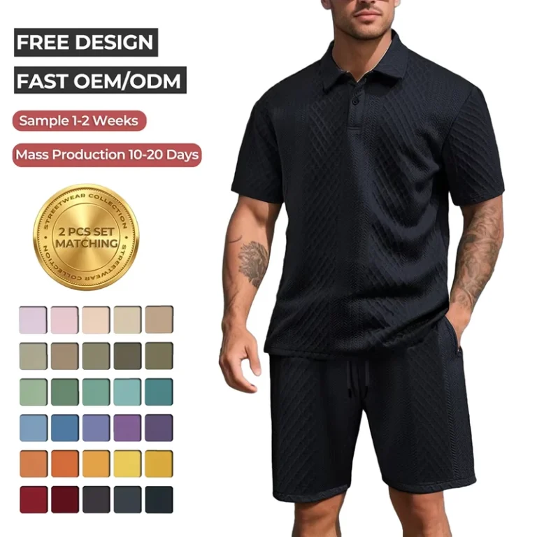 CHINEE-Custom-MenS-2-Piece-Set-Textured-Jacquard-Knit-Polo-Shirt-and-Shorts-Matching-Set-Summer-Casual-Outfit-Male-Tracksuit