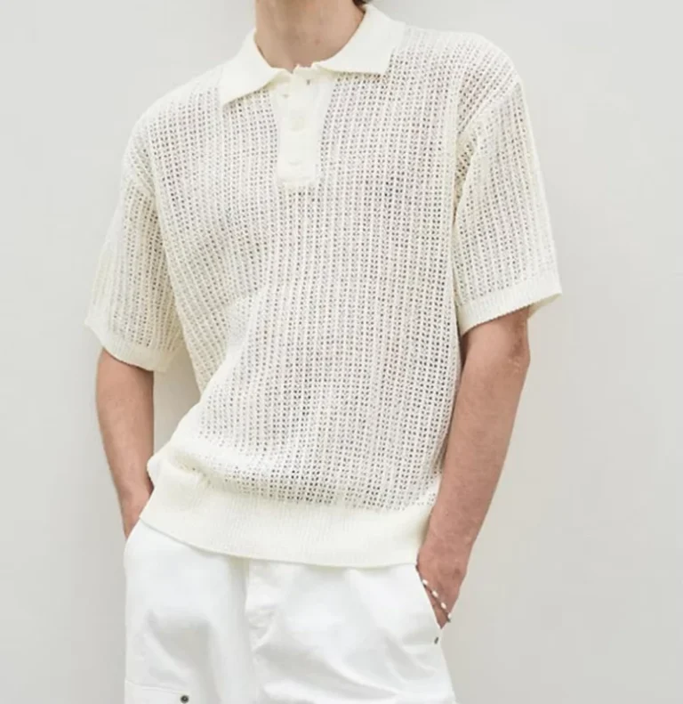 CHINEE-Custom-Summer-All-match-Casual-Mens-Knitted-T-shirt-Polo-Shirt-Hollow-Breathable-Loose-Solid-Color-Short-Sleeve-1