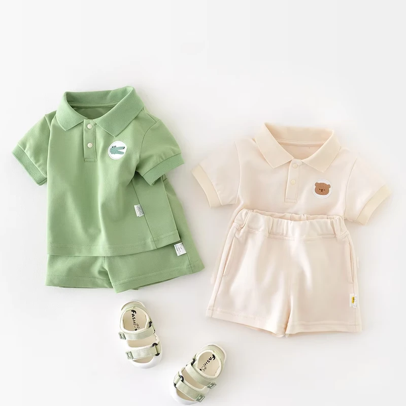 CHINEE-Custom-Summer-Fashionable-2-Piece-Polo-Shirt-Shorts-Set-Thin-Solid-Pullover-Closure-Boys-Cotton-Clothes-Baby-Clothing-Sets-1