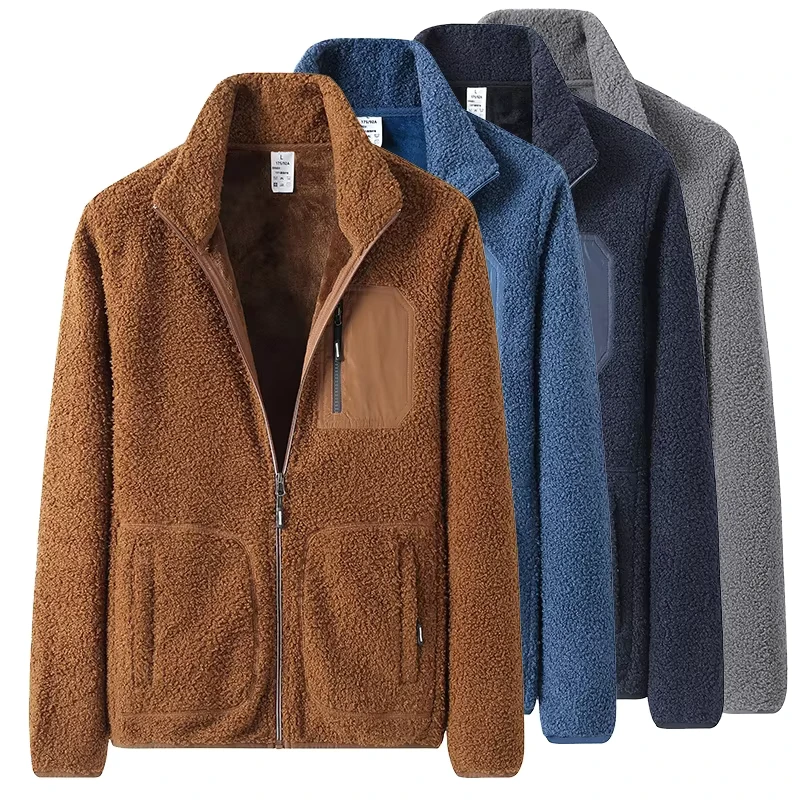 CHINEE-Custom-Winter-Super-Soft-Teddy-Velvet-Jacket-Solid-Color-Full-Zipper-Outdoor-Fleece-Sherpa-Jacket-Men-Outerwear-Warm-Overcoat