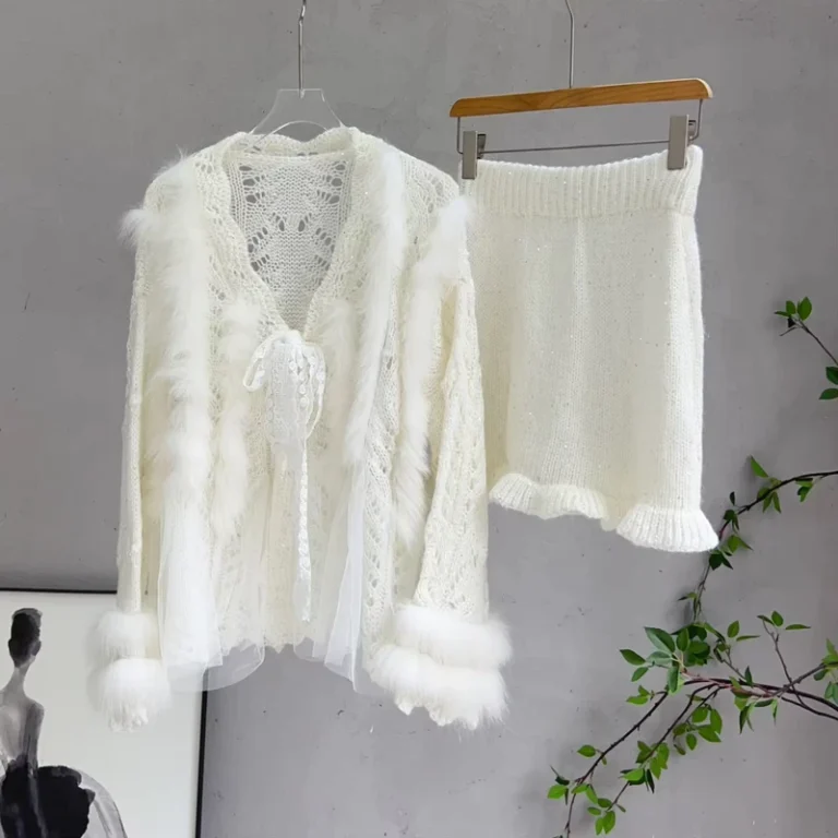 CHINEE-Custom-Winter-Women-Real-Fox-Fur-Trim-Crochet-Cardigan-Wool-Sweater-Knit-Skirt-Suit-Slim-Sweet-Spring-Autumn-Coat-1