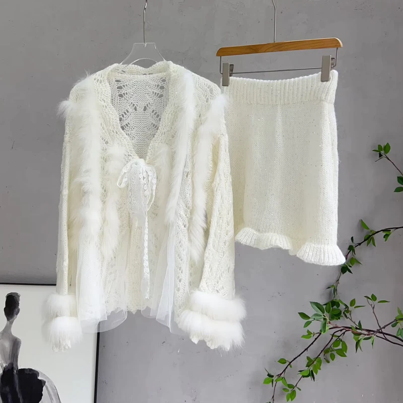 CHINEE-Custom-Winter-Women-Real-Fox-Fur-Trim-Crochet-Cardigan-Wool-Sweater-Knit-Skirt-Suit-Slim-Sweet-Spring-Autumn-Coat-1