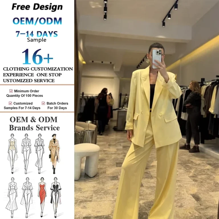 CHINEE-Custom-Womens-Suit-Set-Pastel-Yellow-Blazer-Wide-Leg-Pants-Two-Piece-Set-OEM-Manufacturer