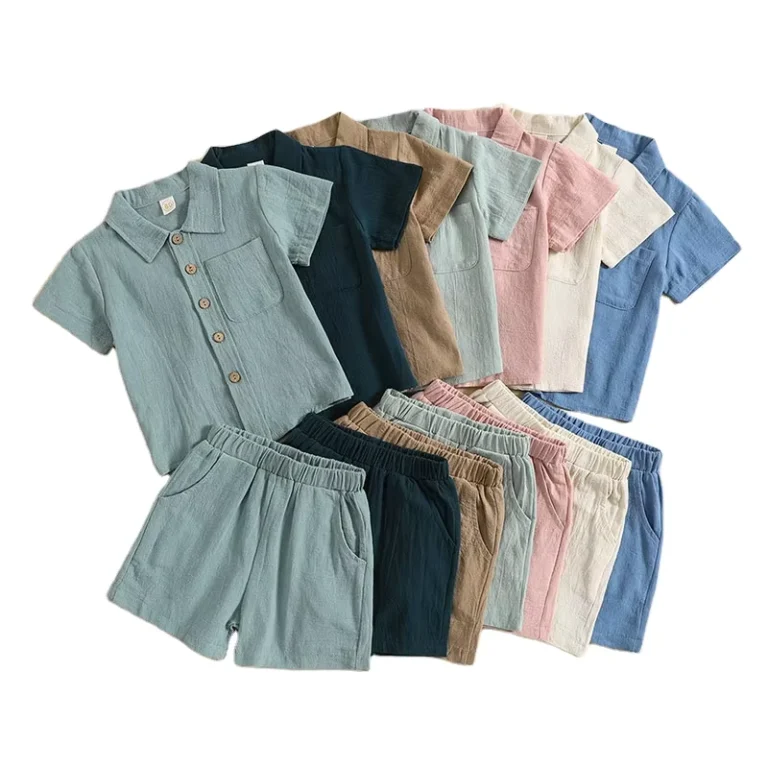 CHINEE-Customize-Summer-Cotton-and-Linen-Casual-Style-Short-sleeved-Lapel-Polo-Shirt-Boys-Summer-Two-piece-Suit-Boy-Clothing-Sets