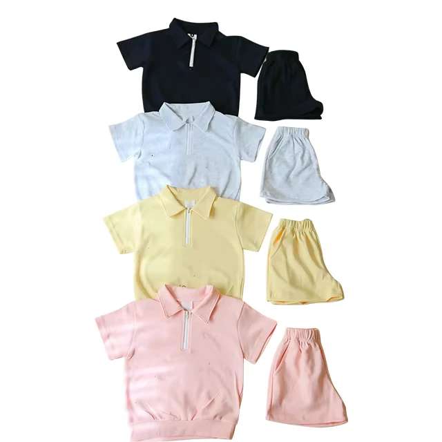 CHINEE-Customized-Baby-Clothing-Sets-Casual-Solid-Pattern-Polo-Sets-With-Short-Sleeves-Pullover-Sweatshirts-Boys-Girls-Summer-Fashion