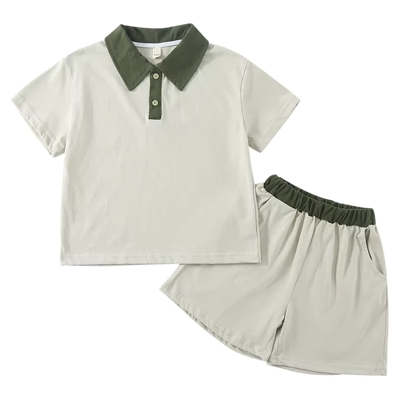 CHINEE-Customized-Cotton-Kids-Sport-Suit-Two-piece-Suits-Short-Sleeve-Polo-T-shirt-and-Shorts-Boys-Girls-Casual-Style-Summer