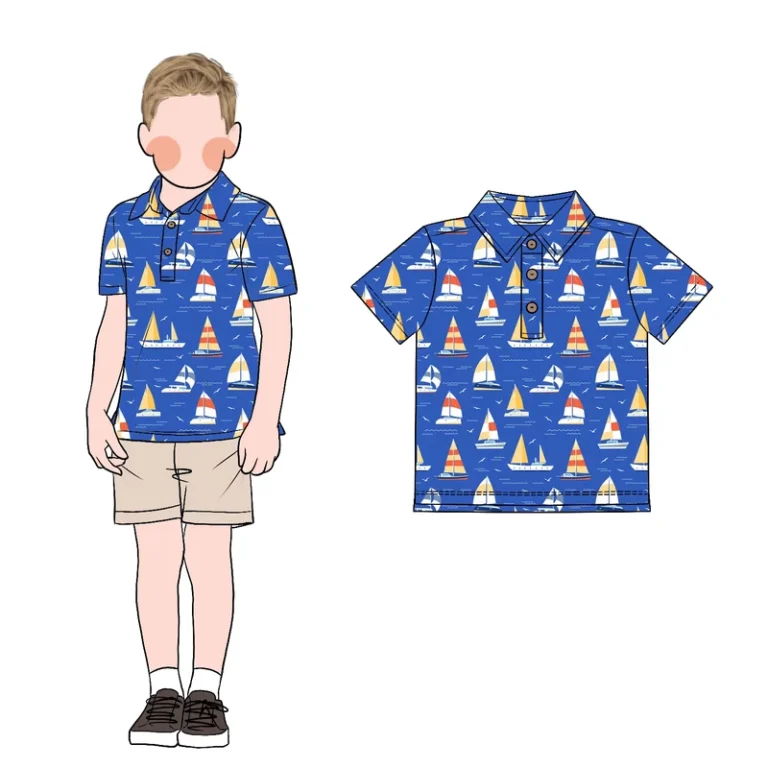 CHINEE-Cute-Cartoon-Print-Multi-Color-Options-Moisture-Wicking-Collared-Neckline-3-Wooden-Buttons-Boy-Short-Sleeves-Polo-Shirt