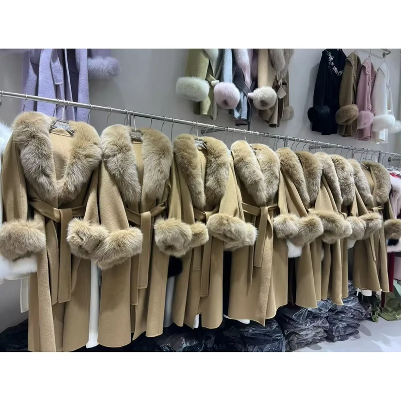 CHINEE-Elegant-Double-Sided-Belt-Cashmere-Coat-Long-Women-Detachable-Real-Fox-Fur-Collar-Cuffs-Overcoat-Genuine-Wool-Fur-Coat