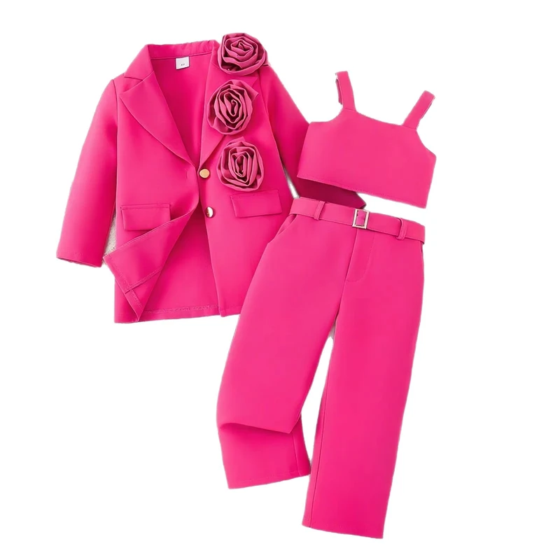 CHINEE-European-American-Style-Girls-Clothing-Sets-Elegant-Spring-Autumn-Suit-Flower-Coat-Long-Sleeved-Trousers-for-Small-Baby-Girls