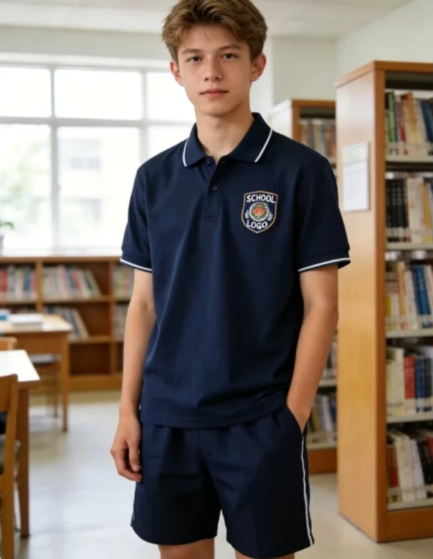 CHINEE-European-and-American-style-Summer-Cotton-Polo-Shirt-School-Uniform-Sets-for-Middle-High-School-Students-Unisex