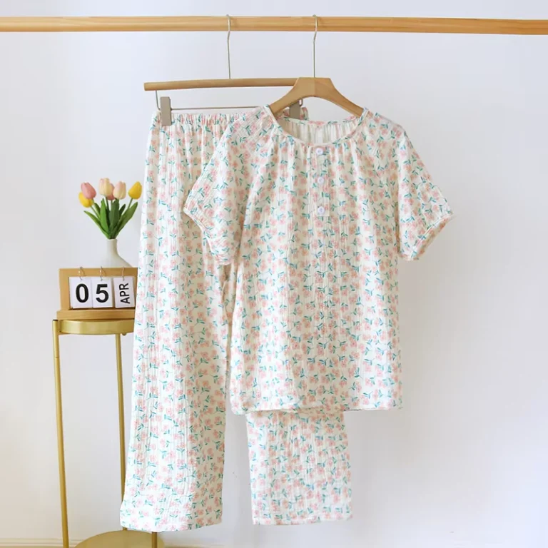CHINEE-Factory-Fresh-Floral-Style-Loungewear-Home-Wear-Round-Neck-Set-Womens-Summer-Casual-Pajama-Set-1