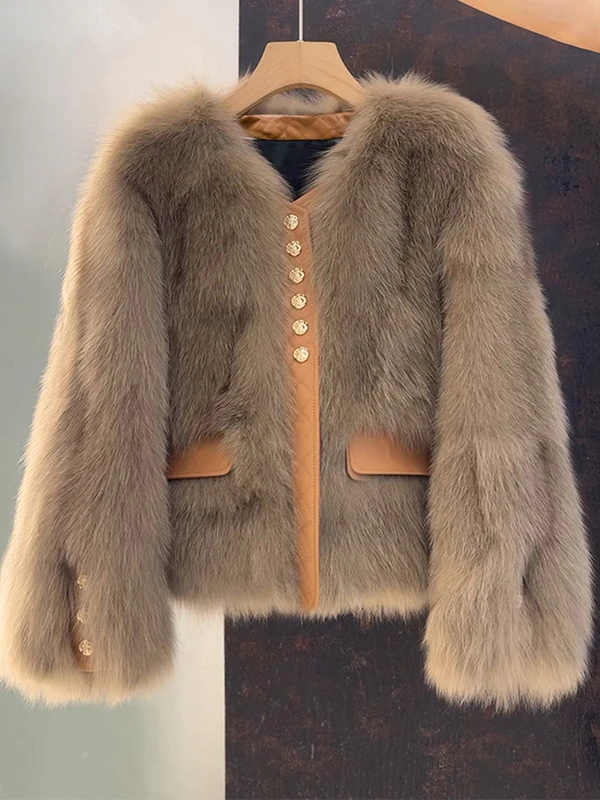CHINEE-Fall-Winter-Faux-Fur-Jacket-For-Women-Black-Fluffy-Fur-Coat
