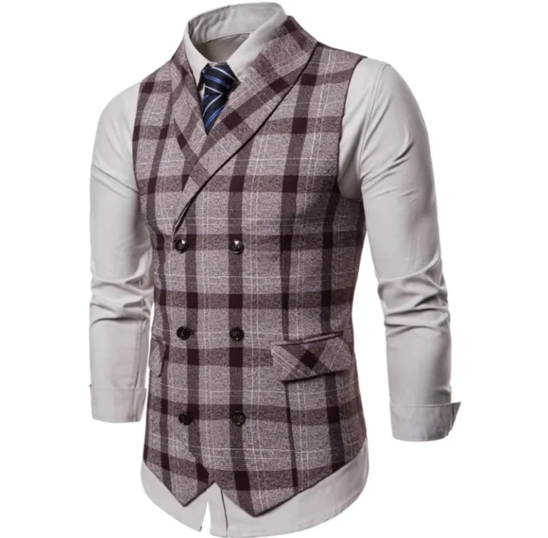 CHINEE-Fashion-Vest-Designer-School-Uniform-Checked-Pattern-Double-Breasted-TR-Suit-Waistcoat