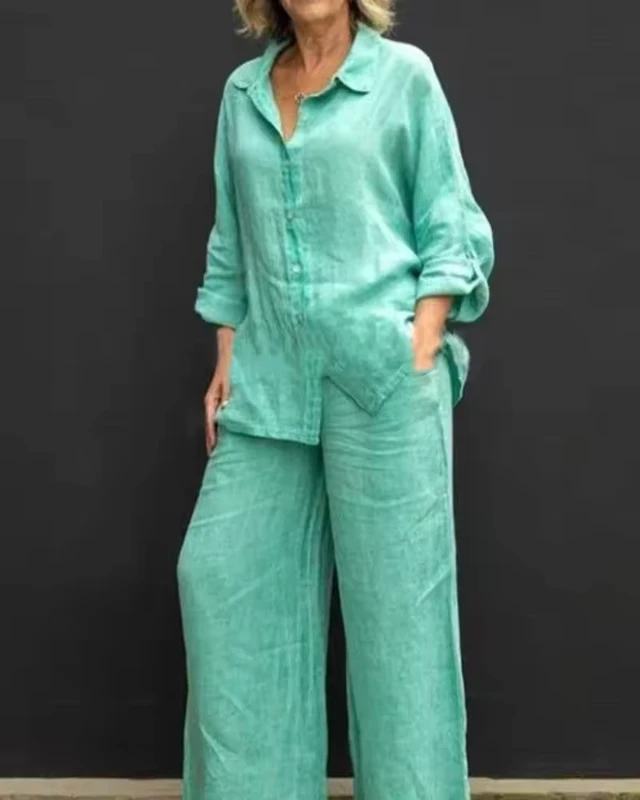CHINEE-Fashion-Women-Clothes-Vendor-Ladies-Street-Wear-Long-Sleeve-Shirt-and-Pant-Matching-Suits-2-Piece-Set