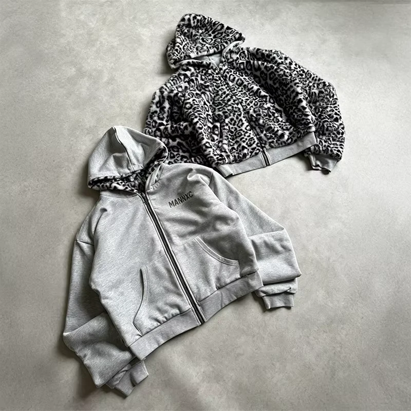 CHINEE-Fast-Sampling-Custom-Logo-Hoody-Jacket-Double-Layer-Leopard-Print-Heavy-Weighted-Terry-Oversized-Faux-Fur-Reversible-Zip-Hoodie-1