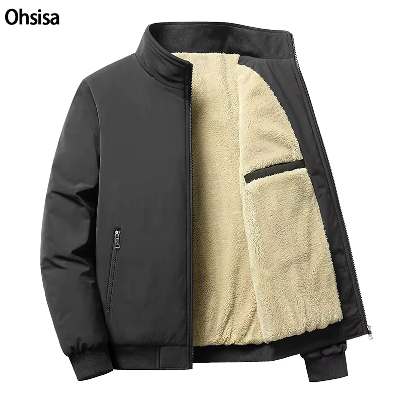 CHINEE-Fleece-lined-Thickened-Jacket-Mens-Winter-Fleece-Warm-Casual-Mens-Stand-Collar-Padded-Quilted-Jacket-Plus-Size-Coat-for-Men