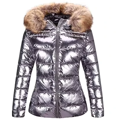 CHINEE-Fur-Winter-Jacket-for-Women-Plus-Size-Winter-Warm-Parka-Hooded-Coat-Light-Padded-Black-Shiny-Puffer-Jacket