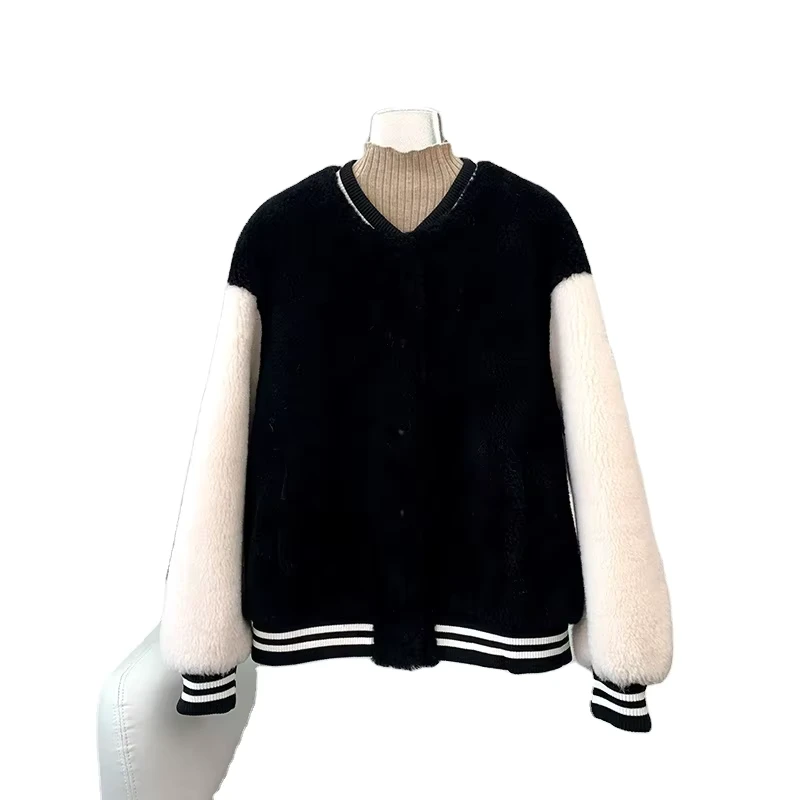 CHINEE-Girls-Sheep-Shearling-Baseball-Warm-Coats-Female-Lamb-Wool-Fur-Sporty-Jacket-Winter-Overcoat-JT3268