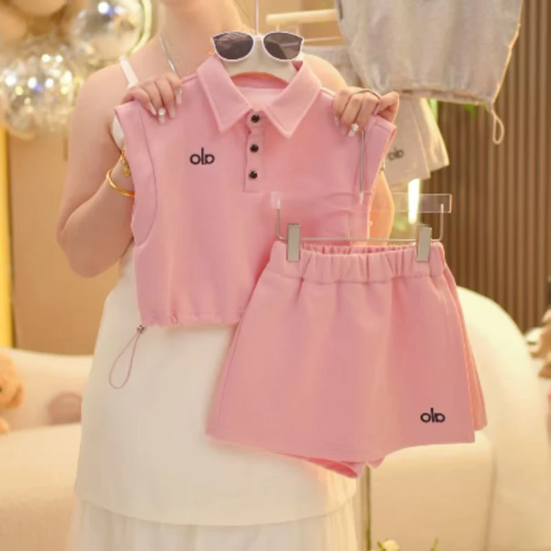 CHINEE-Girls-Summer-Outfit-Thin-Collar-Polo-Shirt-Shorts-Two-piece-Set-Childrens-Vest-Set-Clothing-Sets-1
