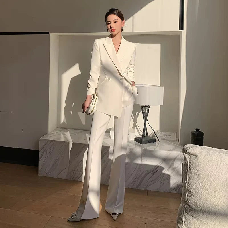 CHINEE-Green-Double-Breasted-Woven-Womens-Autumn-Winter-New-Temperament-Goddess-Style-Professional-Design-Casual-Suit