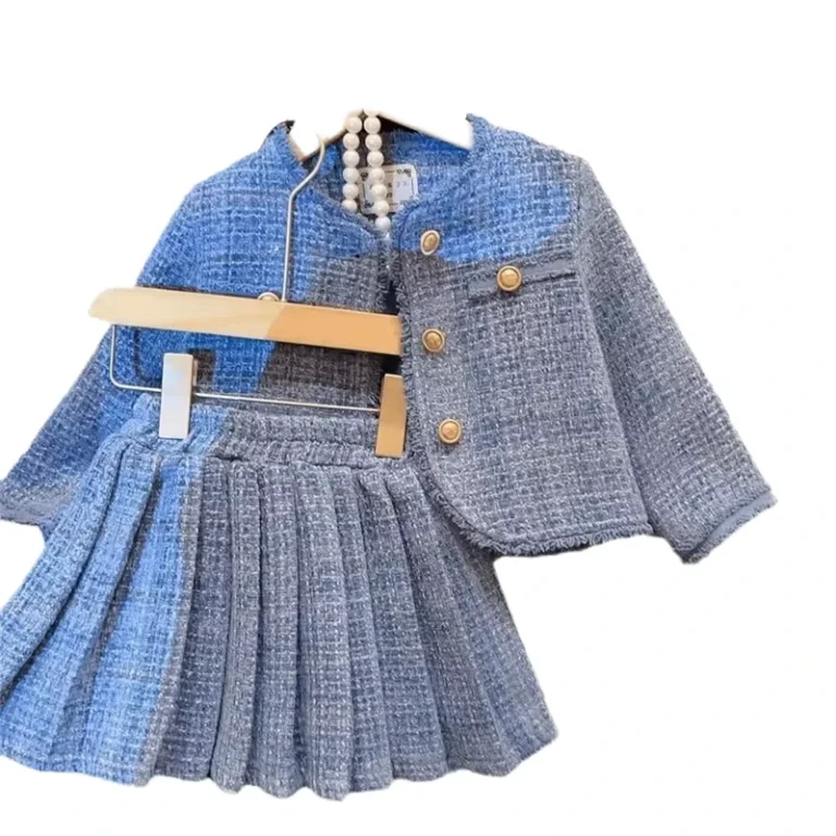 CHINEE-Green-Plaid-Blazer-Coat-Outwear-and-Shorts-Set-for-Girls-2-15Yrs-Spring-Autumn-Vintage-Outfits-Suit-for-Teenagers