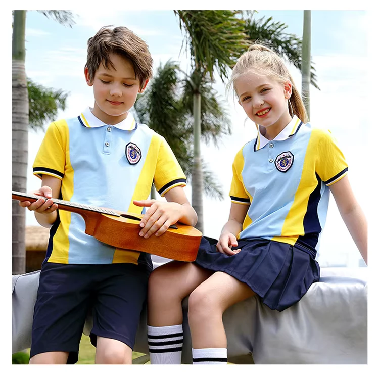 CHINEE-Green-and-Yellow-School-Uniforms-Kids-School-Uniform-Polo-Shirts-100-Cotton-School-Short-Uniform-1