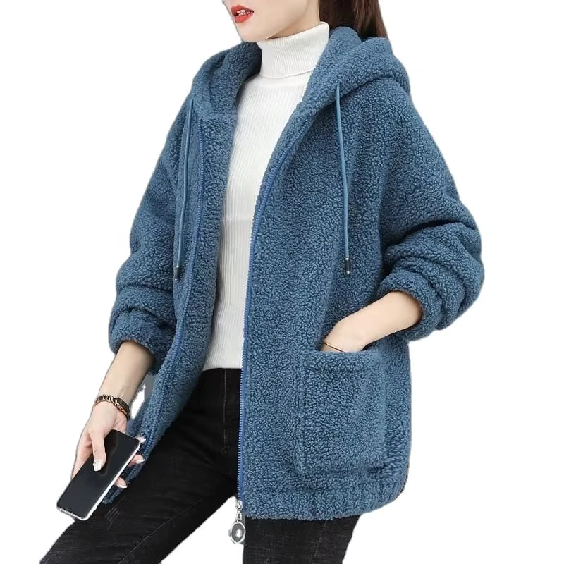 CHINEE-Handmade-Womens-Cardigans-Custom-Lamb-Fur-Casual-Coat-Sheep-Wool-Hooded-Jacket