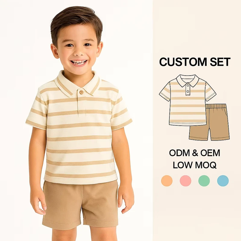 CHINEE-High-Quality-Boys-Summer-for-Shirt-Shorts-Set-Print-Cotton-Outfit-OEM-ODM-Customizable-Casual-Wear-2-8-Years-Marcmia