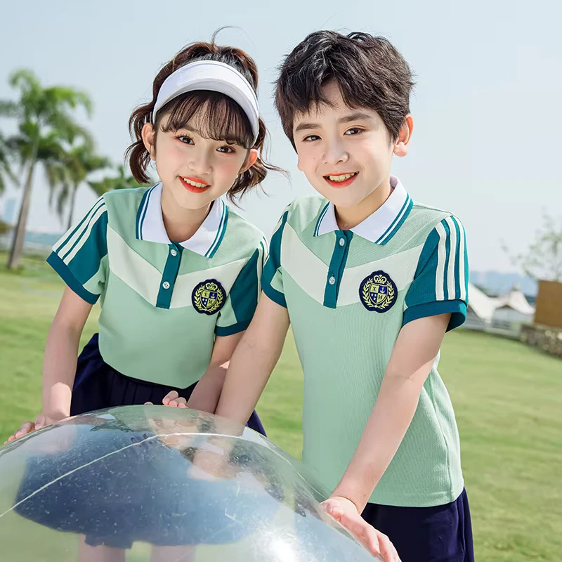 CHINEE-High-Quality-Fashion-Style-Elementary-School-Students-Uniform-Summer-Boy-and-Girls-Colleges-Sports-Polo-Shirt-Set