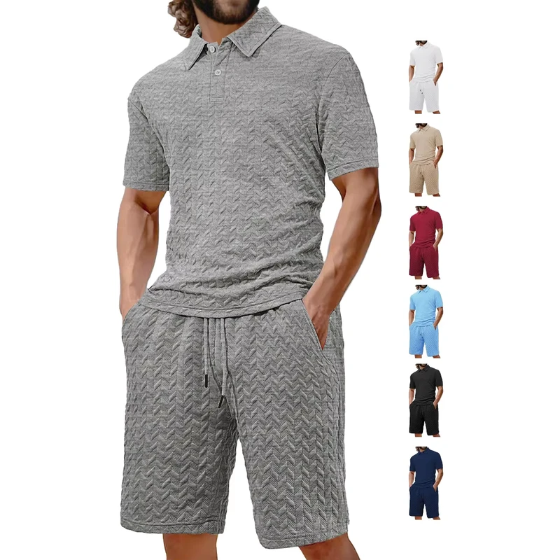 CHINEE-High-Quality-Lightweight-Breathable-Sweat-wicking-Short-sleeved-Jacquard-Polo-Shirt-Men-Two-Piece-Set