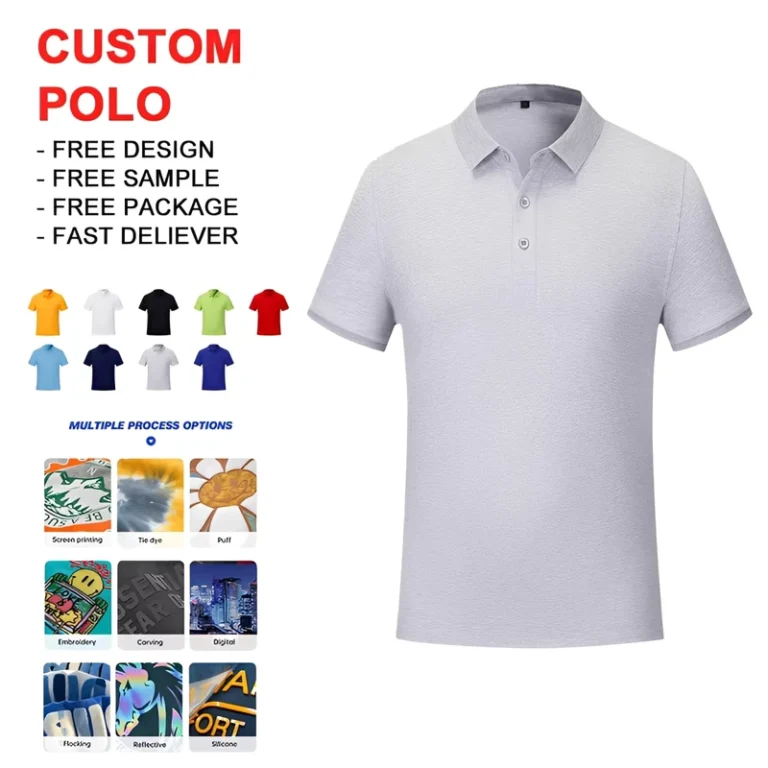 CHINEE-High-Quality-Mens-Summer-for-Polo-Shirt-Custom-Logo-Solid-Pattern-Anti-Wrinkle-Knitted-Fabric-Custom-Polo-Shirts