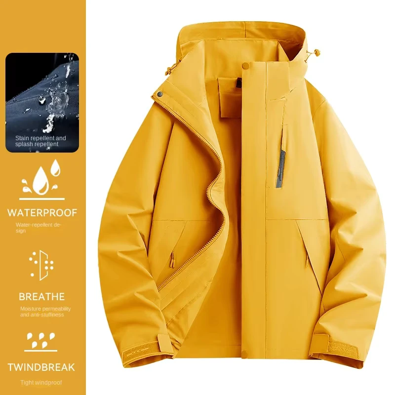 CHINEE-High-grade-Winter-Solid-Unisex-Outdoor-Thick-Fleece-Lined-Three-in-One-Waterproof-10000mm-Windproof-Stand-Collar-Soft-Jacket