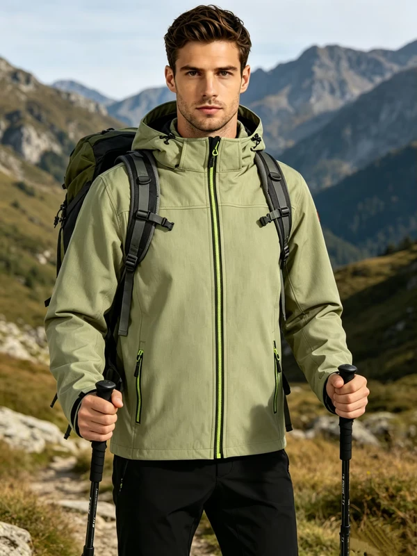 CHINEE-Hooded-Softshell-Jacket-Water-Resistant-Windproof-Zip-Pocket-Outdoor-Mountaineering-Coat-for-Hiking-Camping-Trekking