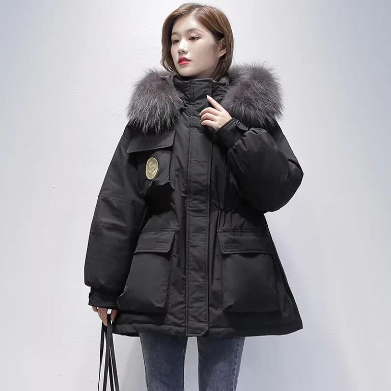 CHINEE-Hooded-Winter-Down-Jacket-for-Women-with-Button-and-Zippers-Detachable-Hat-Breathable