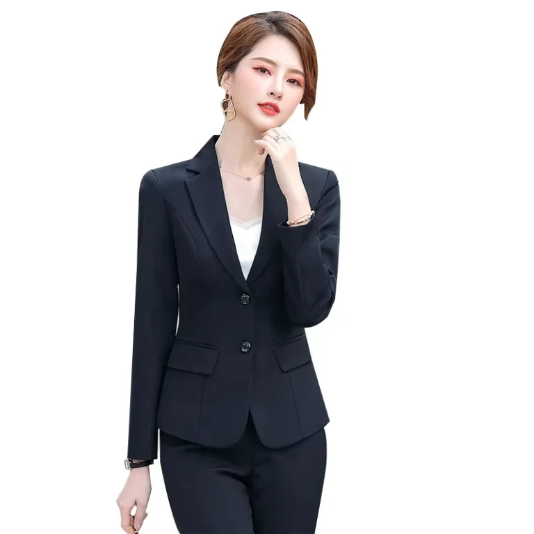 CHINEE-Hotel-Spring-Fall-New-Arrivals-Womens-Elegant-Black-Outwear-Button-Decoration-Classy-Formal-Professional-Suit