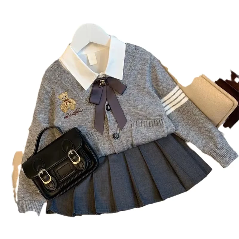 CHINEE-JK-British-Academy-Style-Girls-Cotton-Pleated-Skirt-Uniform-Set-Western-Style-New-Spring-Autumn-Dress-Childrens-Internet-1