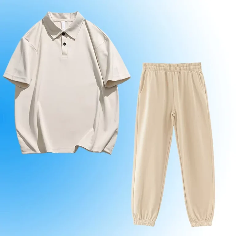 CHINEE-Jogging-Mens-Pants-Set-Double-Striped-Tracksuit-Pants-Polo-T-shirt-Set-Athletic-Reversed-Plus-Size-T-shirt-Pants-Set-1