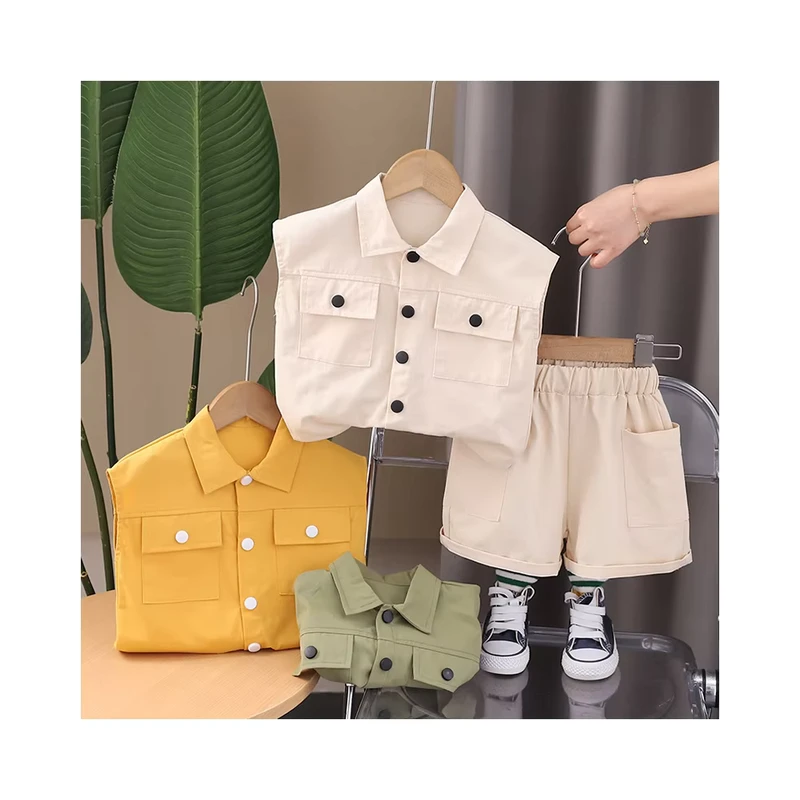 CHINEE-Korean-Version-Handsome-Boy-Summer-Vest-Cross-Border-Polo-T-Shirt-and-Shorts-Two-Pcs-Set-Children-Clothing-Set