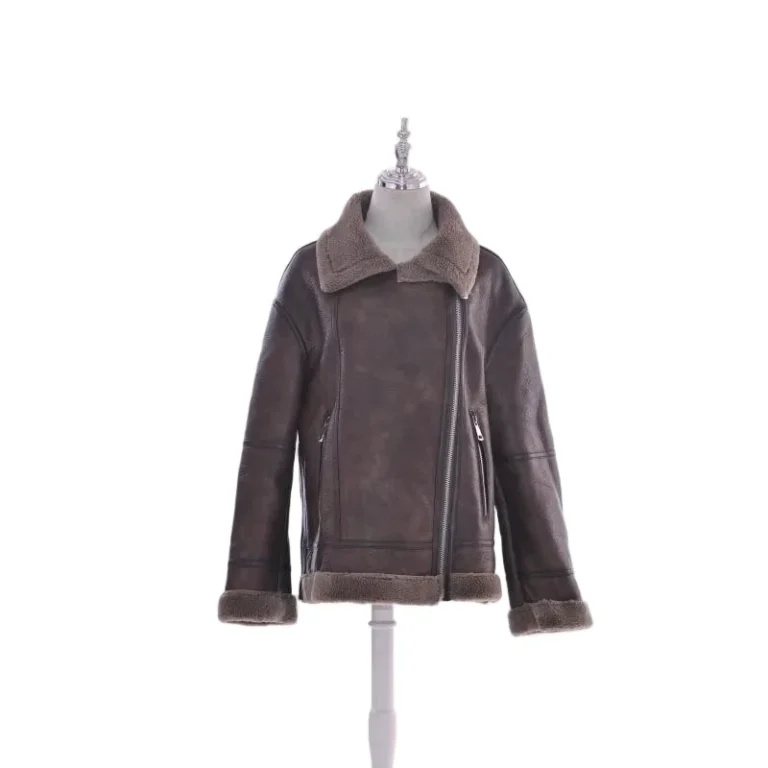 CHINEE-Lady-New-Style-Brown-Short-Windproof-Zipper-Woven-Jacket-for-Womens-Winter-Fashion