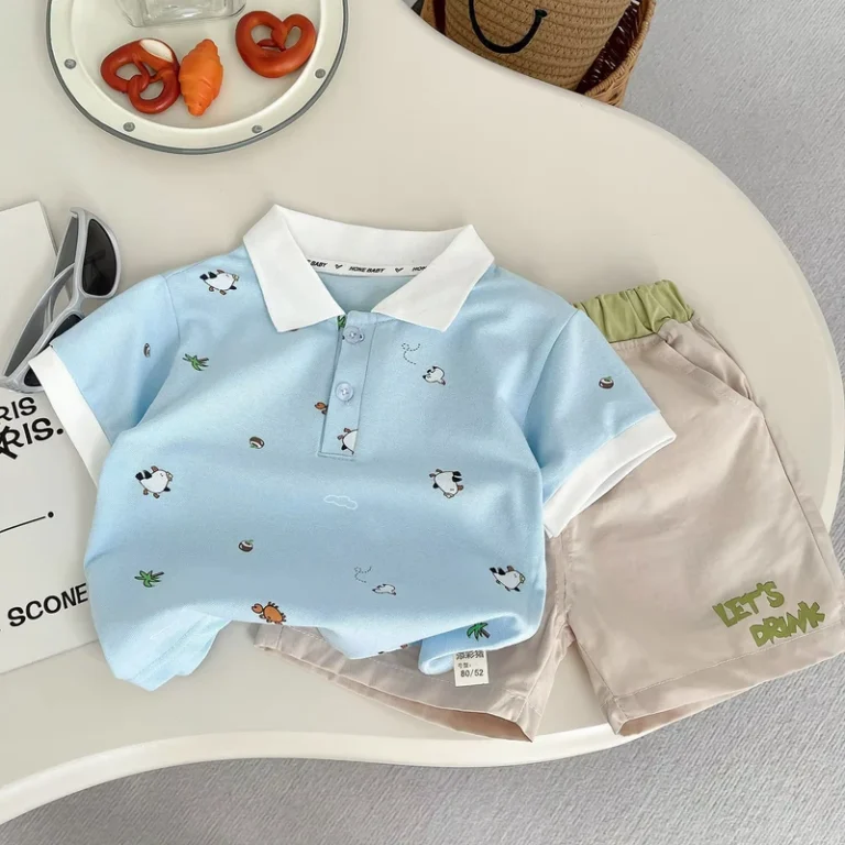 CHINEE-Lates-Style-Summer-Childrens-Clothing-Suit-Polo-Shirt-and-Shorts-Cartoon-Pattern-2-Piece-Clothes-Sets-for-Boys