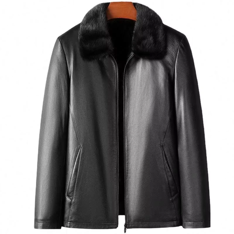 CHINEE-Leather-Coat-Mens-Short-Lapel-Suede-Jacket-Mink-Liner-Fur-Coat-Thick