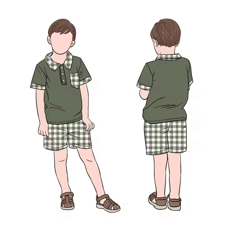 CHINEE-Lightweight-95-Viscose-Fiber-5-Spandex-Polo-Shirt-Set-Comfortable-Boys-Summer-Shorts-for-Casual-1