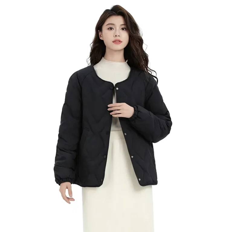 CHINEE-Lingge-Thin-Down-Jacket-Womens-Short-Autumn-Winter-Warm-Minimalist-White-Duck-Casual-All-match